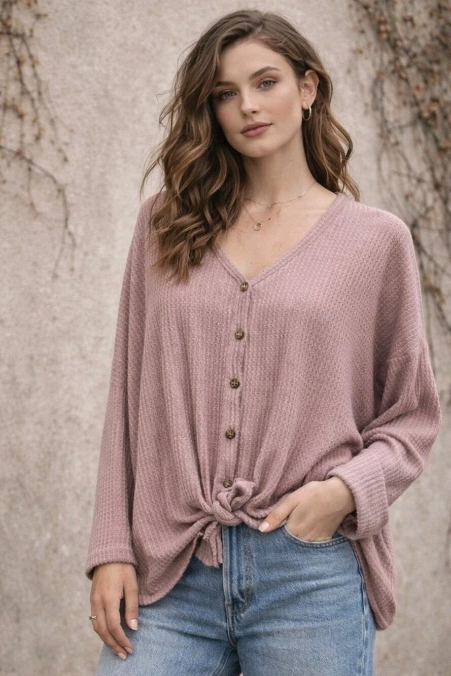 Urban Outfitters Out From Under Oversized Waffle Knit Thermal Top Small